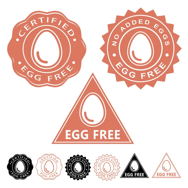 Egg Free Certified Seals Icons Set — Stock Vector