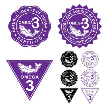Omega 3 sertifikalı mühür Icons Set