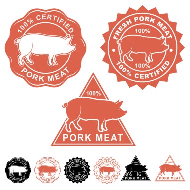 Taze domuz eti mühürler Icons Set