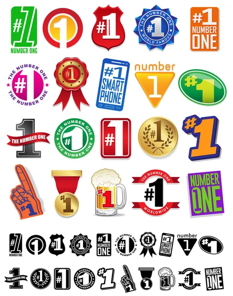 The Number One #1 Great Seals and Badges Collection — Stock Vector