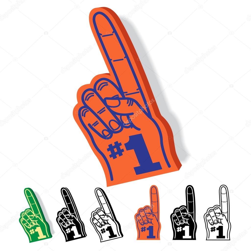 Foam hand Finger Number One #1 Illustration Set