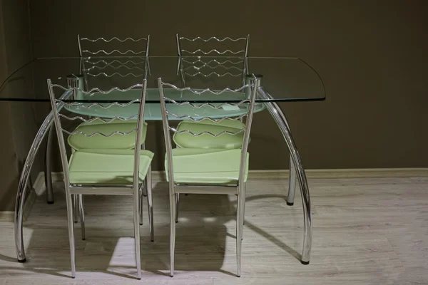 Glass table for four persons. — Stock Photo, Image