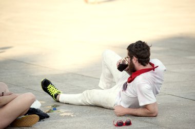 İspanya Navarra Pamplona 10 Temmuz 2015 S Firmino fiesta bir yalan oğlan