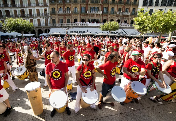 Spain Navarra Pamplona 10 July 2015 S Firmino fiesta band playin — Stock Photo, Image