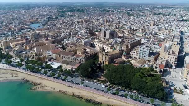 Vista Aérea Con Dron Una Típica Ciudad Costera Sicilia Mazara — Vídeo de stock