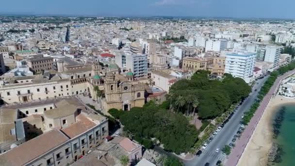Vista Aérea Con Dron Una Típica Ciudad Costera Sicilia Mazara — Vídeo de stock