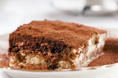 Tiramisu pasta seçici odak