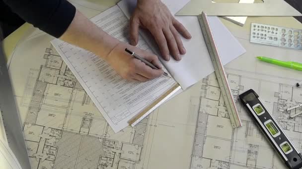 İnşaat proje çizim mimar — Stok video
