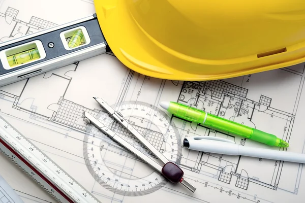 Construction blueprints — Stock Photo, Image