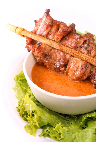 Satay é um kebab estilo malaio . — Fotografia de Stock