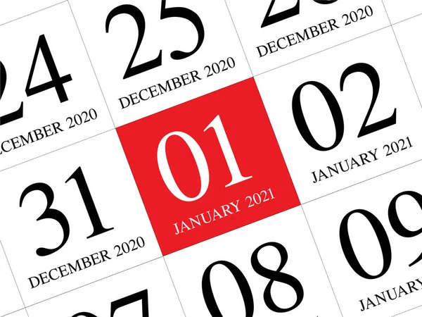 Close First Day Year 2021 Diář Calendar Simple Clean Design — Stockový vektor