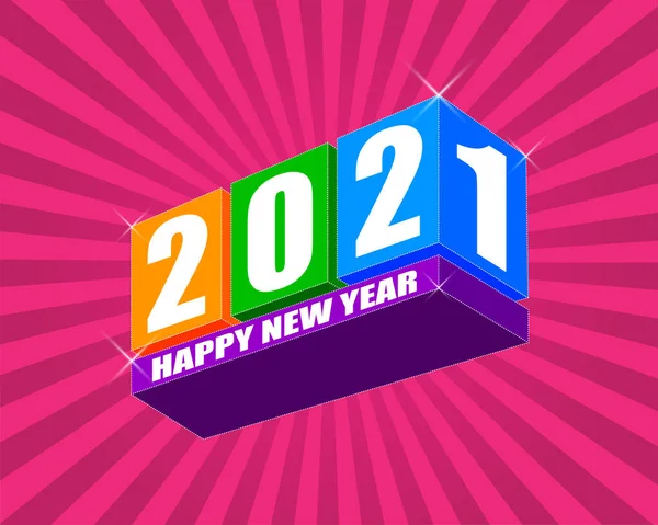 Feliz Año Nuevo 2021 Limpio Bonito Diseño Año Nuevo Deseo — Vector de stock