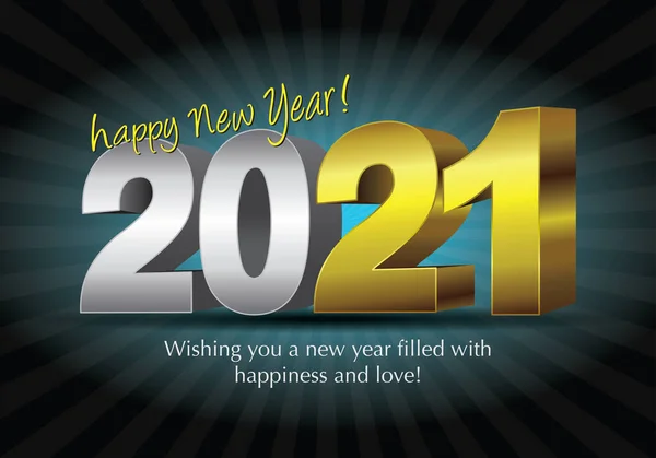 2021年新年快乐 新年设计干净漂亮 在新的一年里 祝你一帆风顺 — 图库矢量图片