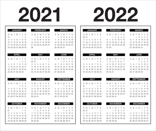 Anno 2021 2022 Modello Disegno Vettoriale Del Calendario Design Semplice — Vettoriale Stock