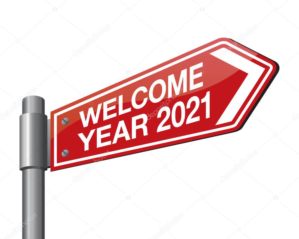 Vector illustration of road sign 2021. New Year is coming, wish you all the best as always in this coming new year.