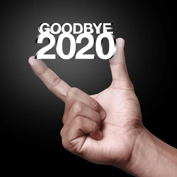 Revoir 2020 Main Nouvel Est Premier Jour Année Dans Calendrier — Photo