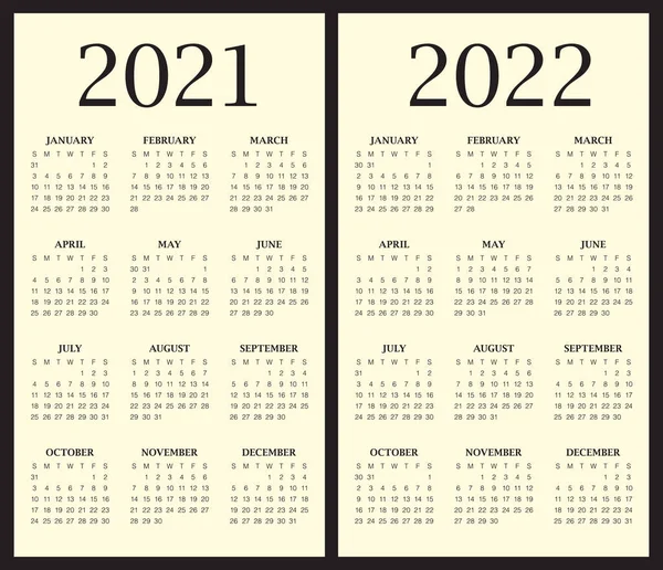 2021 2022 Kalender Vektor Design Mall Enkel Och Ren Design — Stock vektor