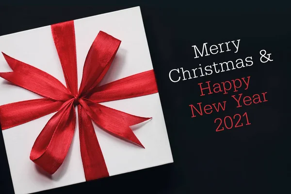 Vrolijk Kerstfeest Gelukkig Nieuwjaar 2021 Met Cadeau Nieuwjaar Eerste Dag — Stockfoto