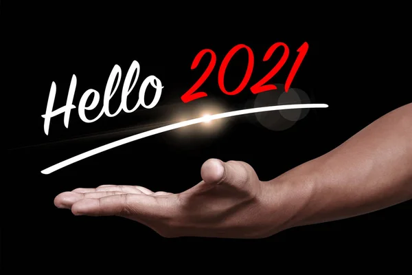 Ciao Nuovo Anno 2021 Con Mano Capodanno Primo Giorno Dell — Foto Stock