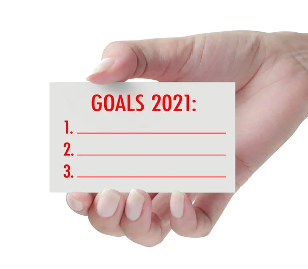 New Year Goals 2021 Hand New Year First Day Year — Stock Photo, Image