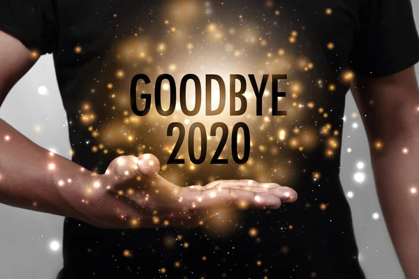 Revoir Année 2021 Avec Main Nouvel Est Premier Jour Année — Photo