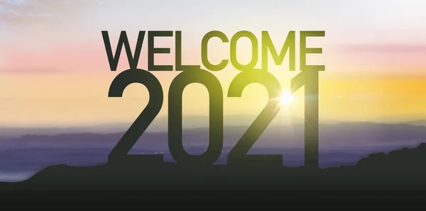 2021 Έννοια Του Νέου Έτους Αριθμός Σιλουέτας Στο Λόφο Νέο — Φωτογραφία Αρχείου