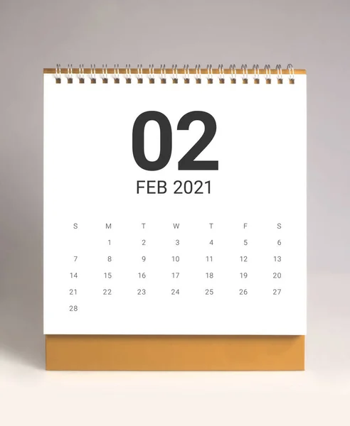 Calendário Mesa Simples Para Fevereiro 202 — Fotografia de Stock