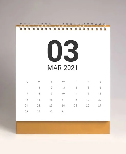 Calendário Mesa Simples Para Março 202 — Fotografia de Stock