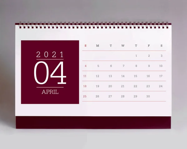 Calendário Mesa Simples Para Abril 2021 — Fotografia de Stock