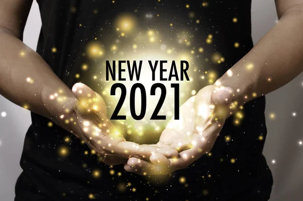 Καλή Χρονιά 2021 Χέρι Νέο Έτος Είναι Πρώτη Ημέρα Του — Φωτογραφία Αρχείου