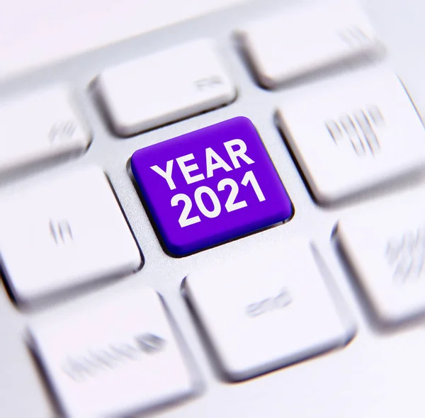 2021 Texto Año Nuevo Teclado Año Nuevo Primer Día Del — Foto de Stock