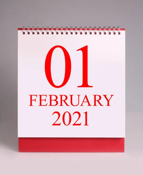 Prosty Kalendarz Biurkowy Nowy Rok Luty 2021 Nowy Rok Jest — Zdjęcie stockowe