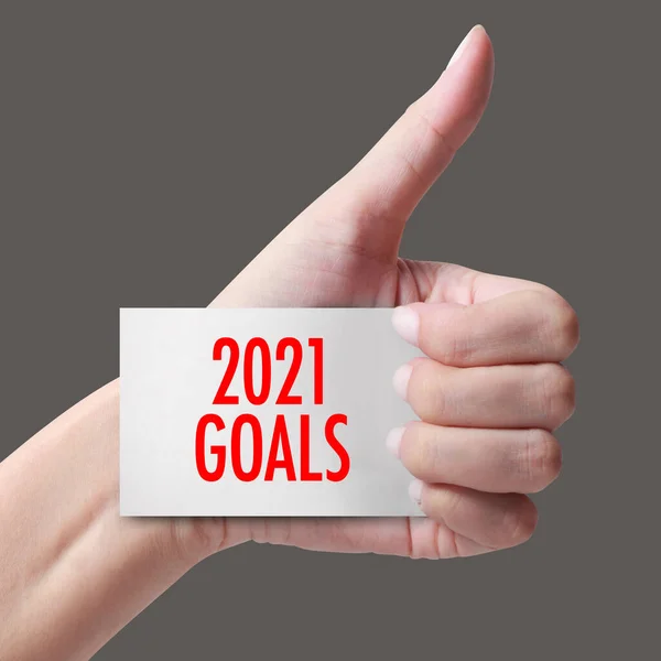 Hand Goals 2021 New Year First Day Year Gregorian Calendar — Stock Photo, Image