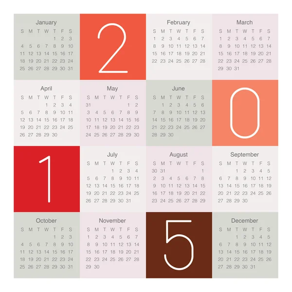 Kalender 2015 — Stockvektor