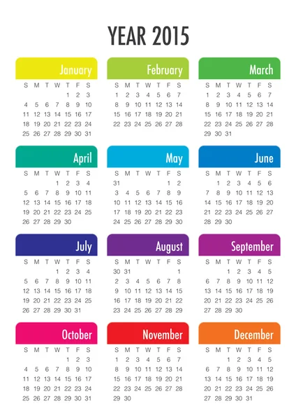 Calendario 2015 — Vector de stock