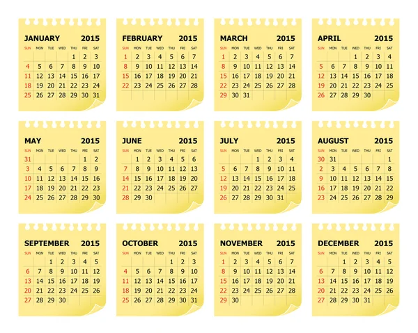 Calendario 2015 — Vector de stock