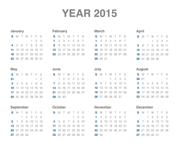 Calendário 2015 — Vetor de Stock