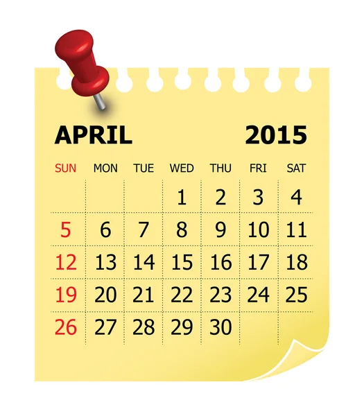Calendario 2015- abril — Vector de stock