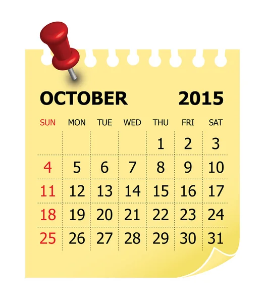 Calendario 2015 - ottobre — Vettoriale Stock