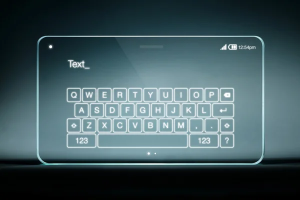 White color keyboard on transparent digital tablet