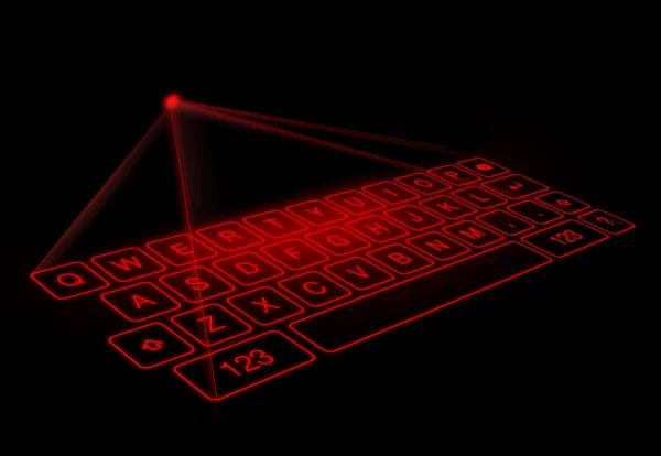 Digitale virtuelle Tastatur auf schwarzem Hintergrund — Stockfoto