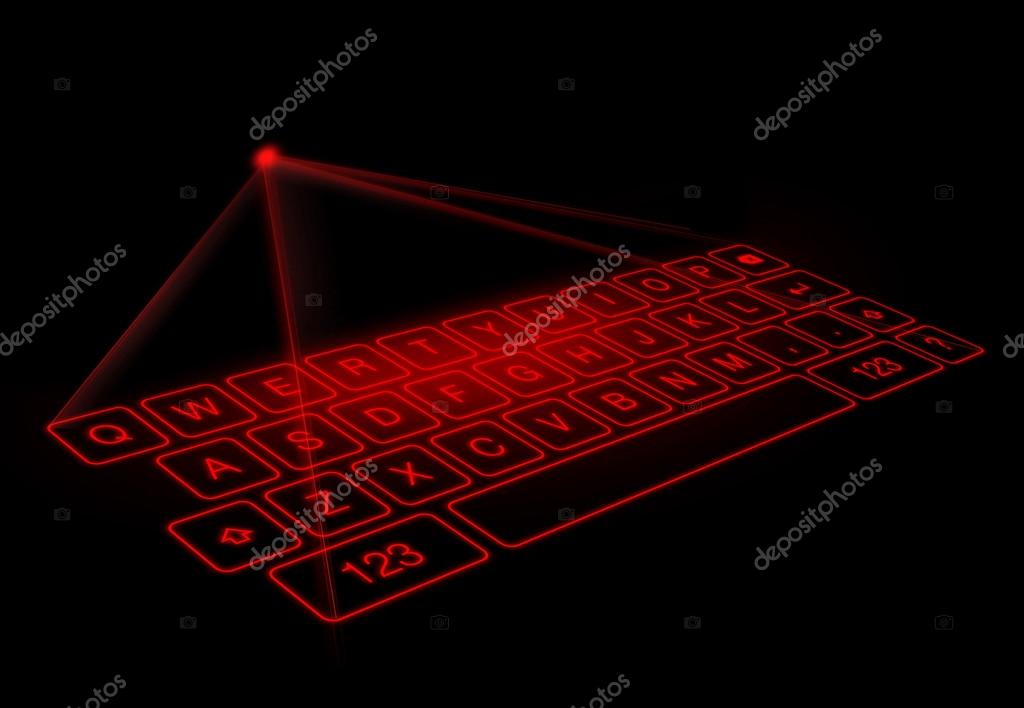 Digital virtual keyboard on black background Stock Photo by