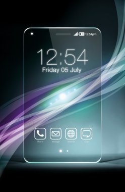 Renkli arka plan üzerinde apps ile şeffaf smartphone