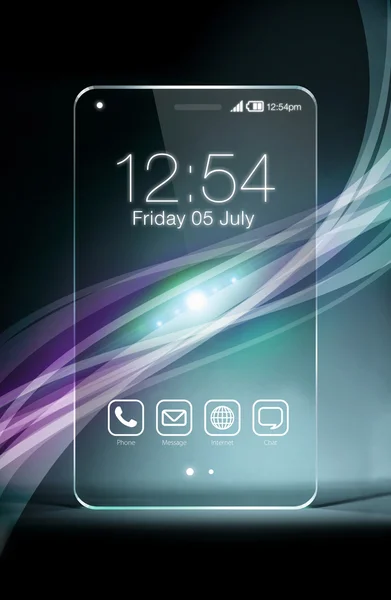 Transparentní smartphone s apps na barevné pozadí — Stock fotografie