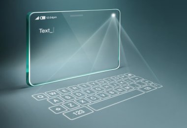 Dijital sanal klavye ile şeffaf tablet