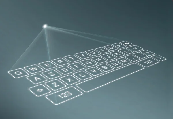 Digital virtual keyboard on blue background — Stock Photo, Image