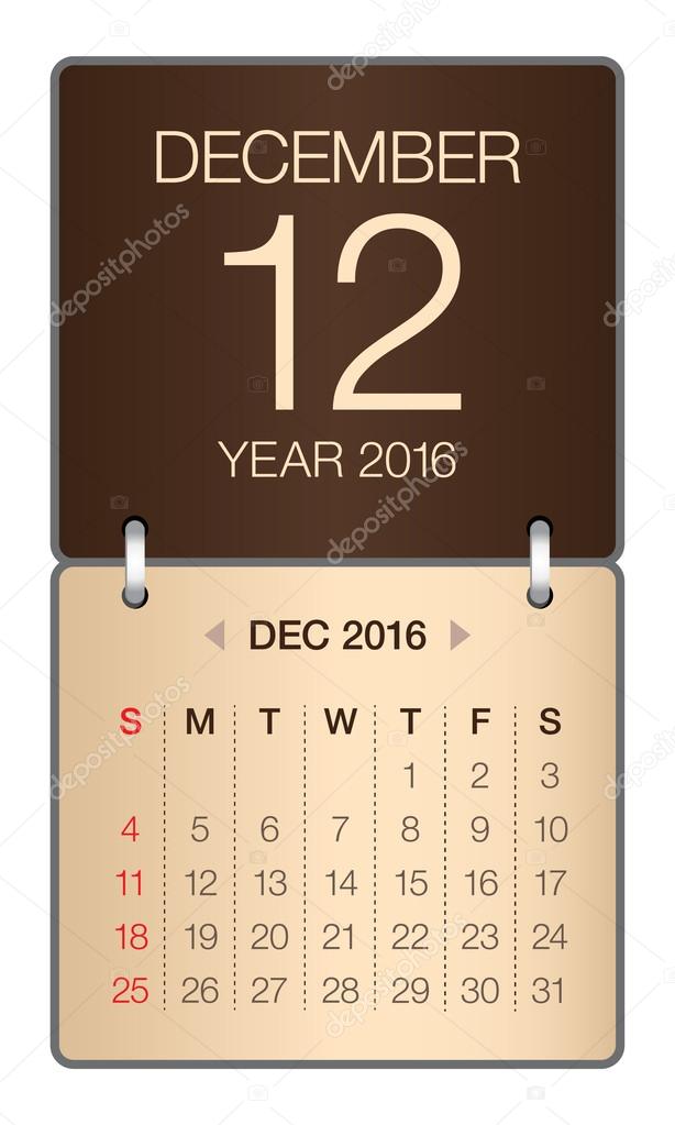 2016 Calendar- December