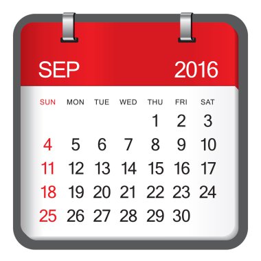 2016 takvim-Eylül