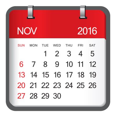 2016 takvim-Kasım