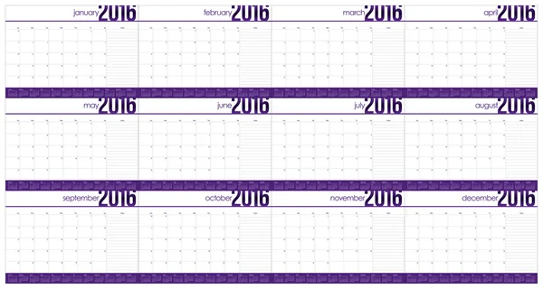 Calendario tavolo semplice 2016 — Vettoriale Stock